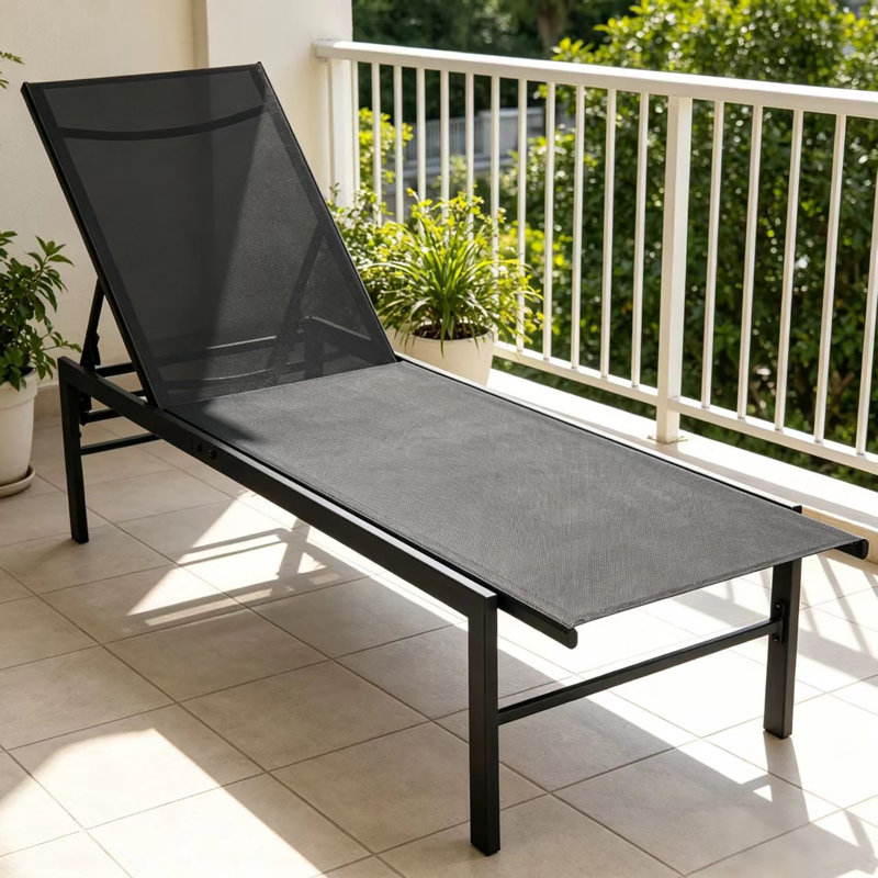 Aluminum Outdoor Chaise Lounge Chair with 5-Position Adjustable Backrest