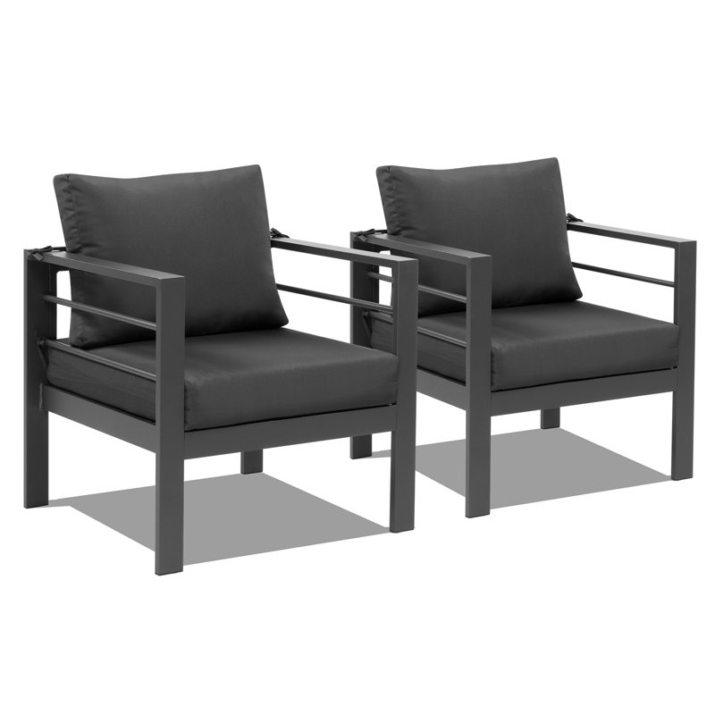 Ensemble de chaises d'extérieur avec coussins 2 pièces, Structure gris foncé / coussin gris foncé