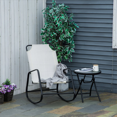 Chaise berçante de jardin, chaise berçante en tissu résistante aux intempéries pour la terrasse et l'intérieur