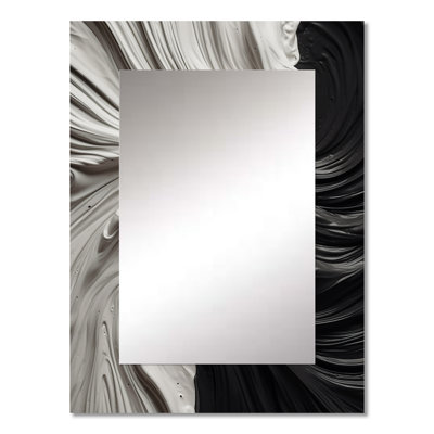 Black White Marbled Dreamscape I - Geometric Unique Mirror, Black Large Wall Mirror, Printed Metal Art