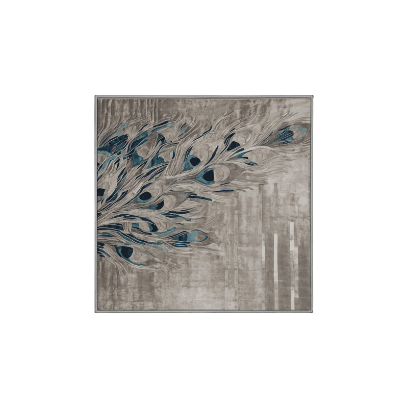 Tapis gris soyeux et moelleux, Carré 3 pi