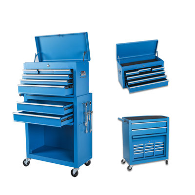 Tool Chest, 8-Drawer Rolling Tool Storage Cabinet with 2 in 1 Detachable Top Tool Box