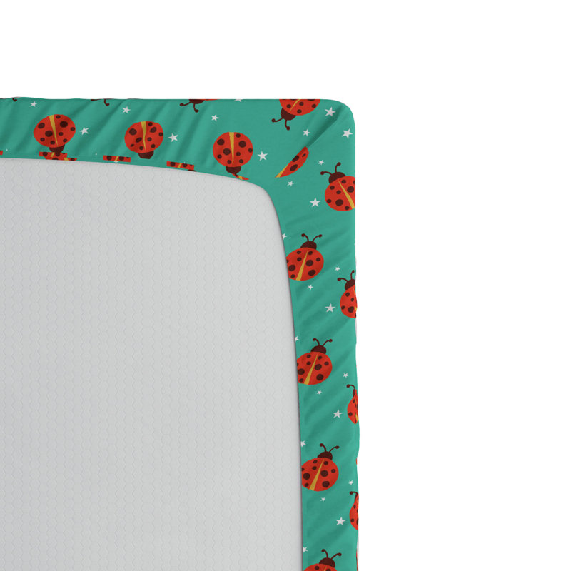 Drap-housse en microfibre coccinelles avec petite étoile, Drap-housse de taille double
