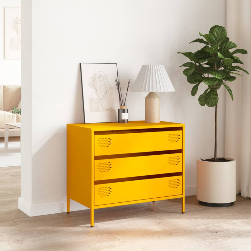 Seidy Steel 68cm W Chest of Drawers, Mustard Yellow