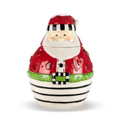 Santa Striped Cookie Jar - 7X10in