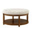 Grande table basse en lin massif de 32,5 po de largeur et 18 de hauteur, table basse rembourrée à utilisation polyvalente, L 32,5 po x l 32,5 po H 18 po, facile à assembler avec les outils fournis-129943133