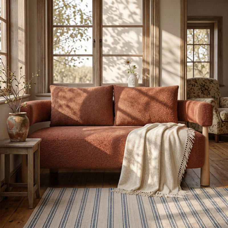 Premium Loveseat  67'' Upholstered Solid Loveseat, Ocher
