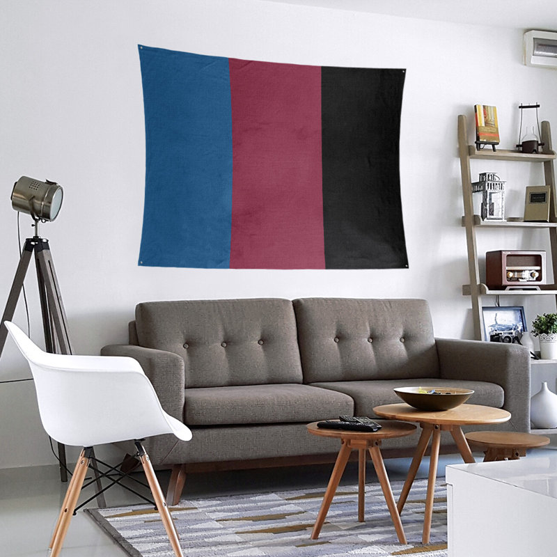 Tapisserie de polyester Colorado, H 68 po x l 80 po, Bleu / bourgogne / noir