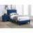 Adjustable Headboard Twin Size Bed, Navy Blue Velvet, Modern Bedroom For Youth, Construction Velvet Upholstered Youth Furniture,-293201111-293201106