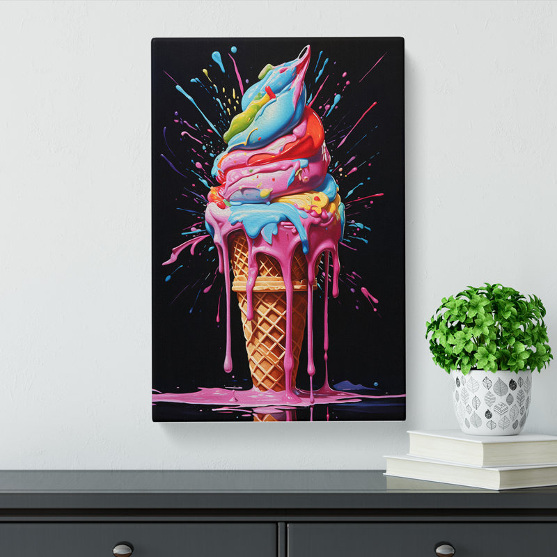 Ice Cream Hard Edge - No Frame Art Prints - Wrapped Canvas, 60cm H x 40cm W x 3cm D