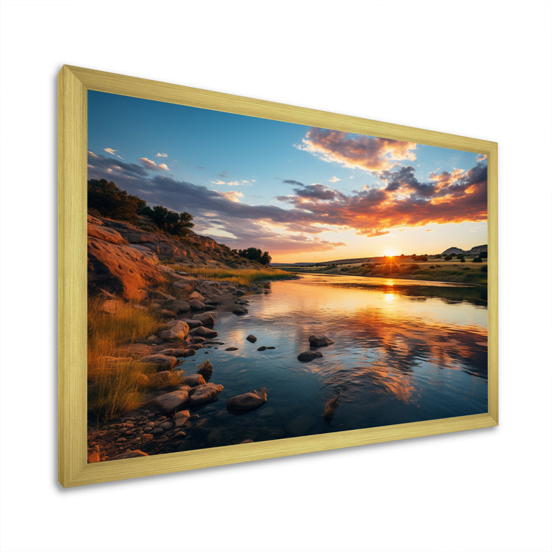 Texas Sunset Ultra-Wide Angle Landscape III - Landscapes Canvas Art Print, H 34 po x l 44 po x P 1,5 po, Encadrement doré