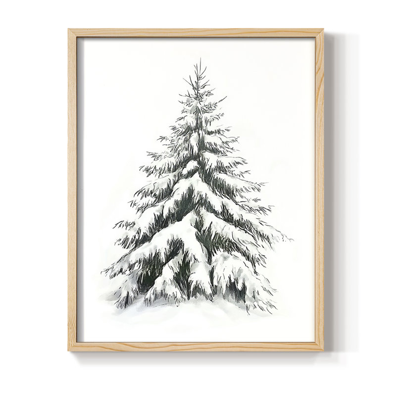 «Christmas Holiday Art VI», reproduction encadrée - bois massif, H 11 po x l 9 po, Naturel