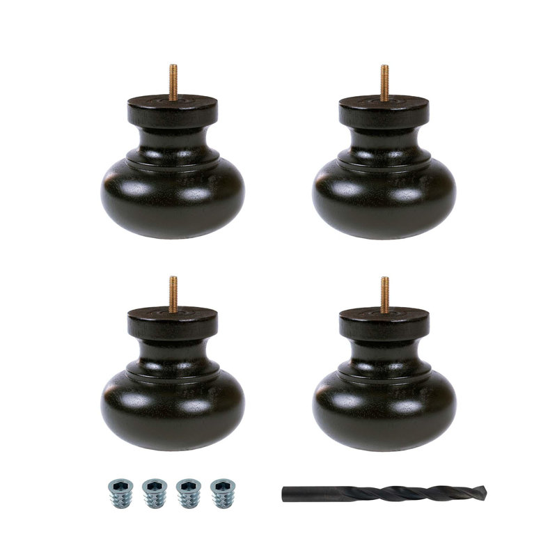 Ensemble de 4 pieds en bois massif espresso H 4-1 / 2 po x 4 13/16 po de diamètre, Espresso