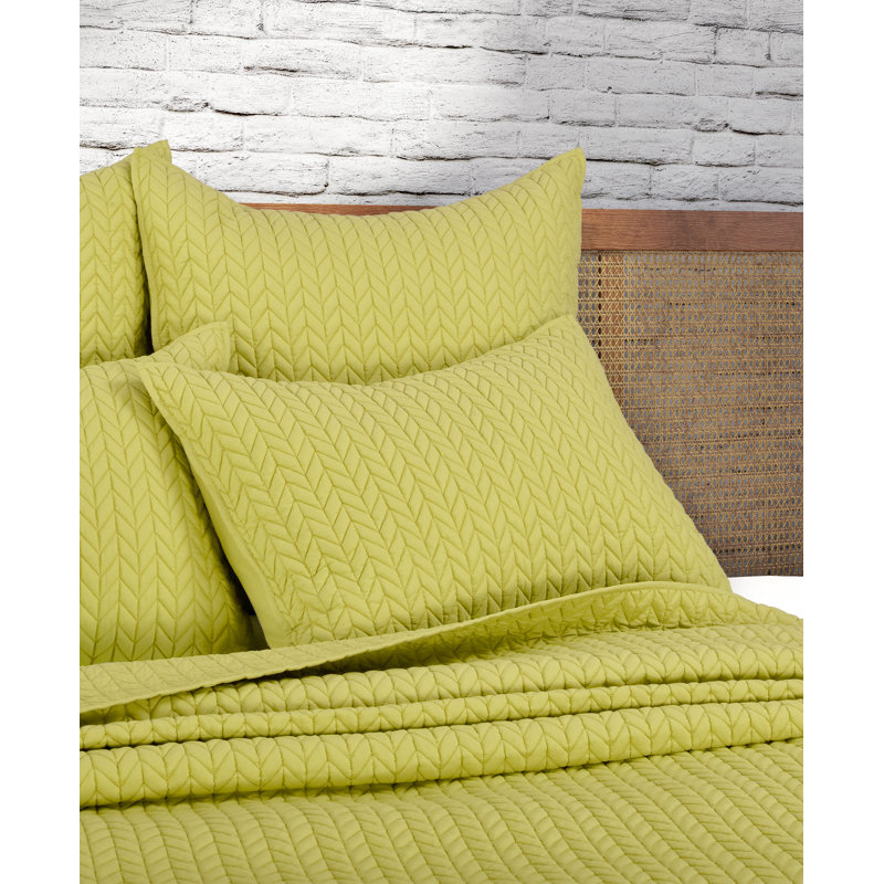 Chartreuse Polyester King Quilted Pillow Sham