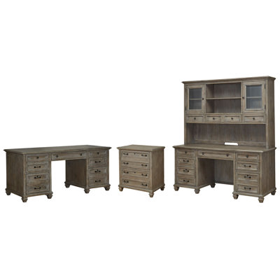 Executive Desk With Lateral File Credenza And Hutch