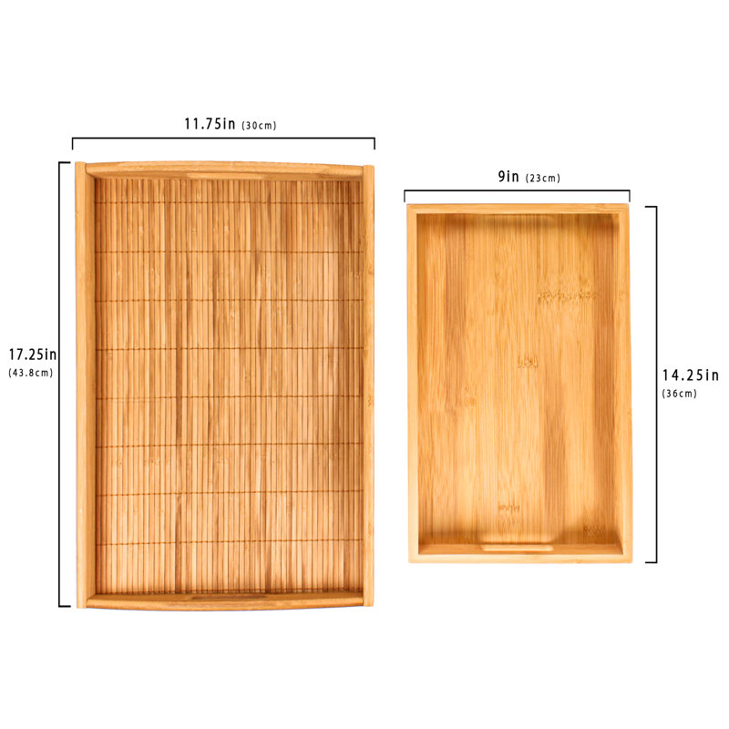 Rayon Bamboo 2Pc Graduated Serving Tray Set