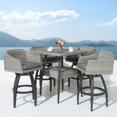 Fionnula Square 4 - Person 38" Long Bar Height Dining Set with Cushions
