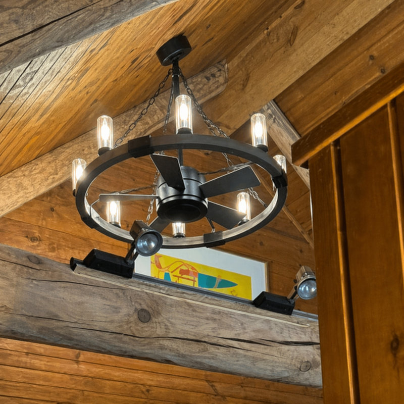 Sawyer 36" With 28" LED Fan, Matte Black, Driftwood