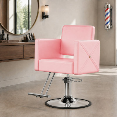 Hydraulic Salon Chair for Hair Stylist, PU Leather Styling Chair with 360° Rotation, Adjustable Height