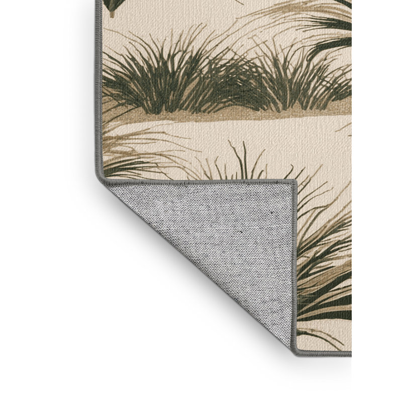 Washable Dune Grass Pattern Coastal Area Rug, Runner 2' x 4'