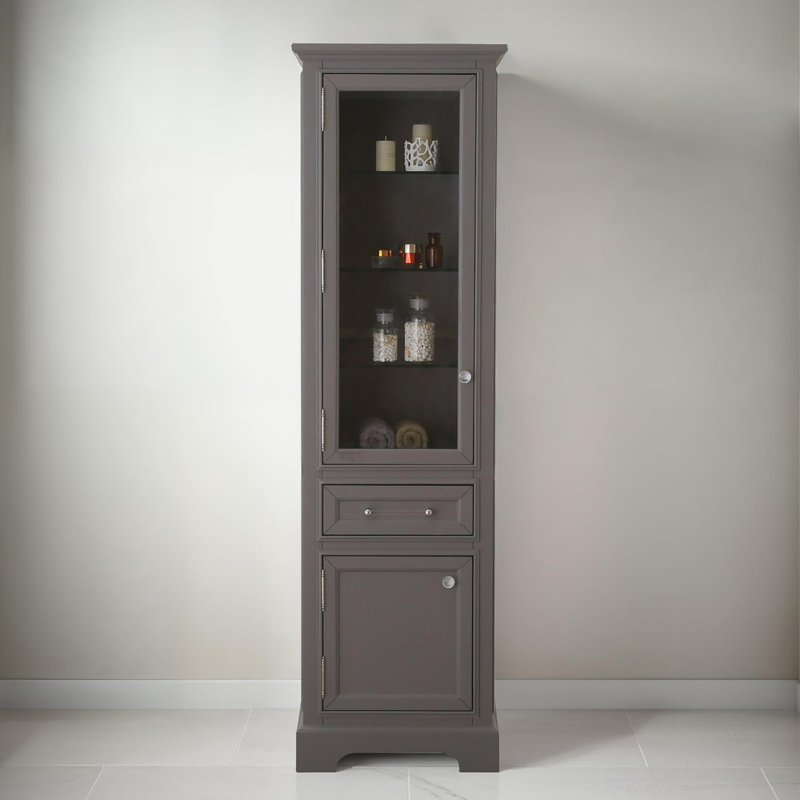 Anchita Solid Wood Frame Linen Cabinet, Gray
