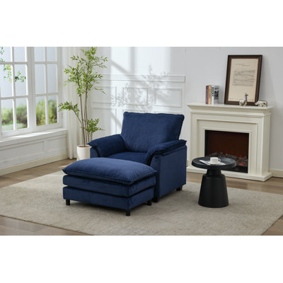 Fauteuil d'appoint surdimensionné avec repose-pieds