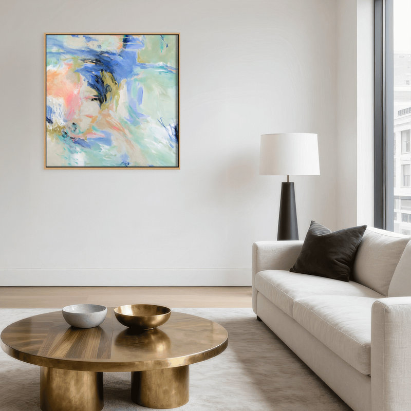 Yacht Club Blues Print by Patricia Schwimmer, 40" H x 40" W x 2.375" D, Framed Canvas, Beige
