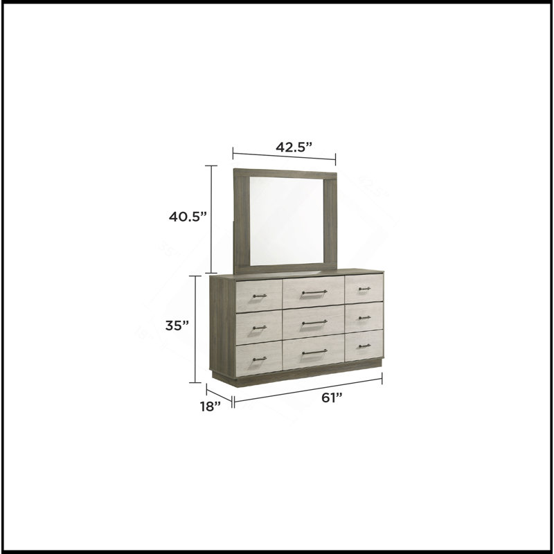 Miroir de style moderne en bois beige et brun