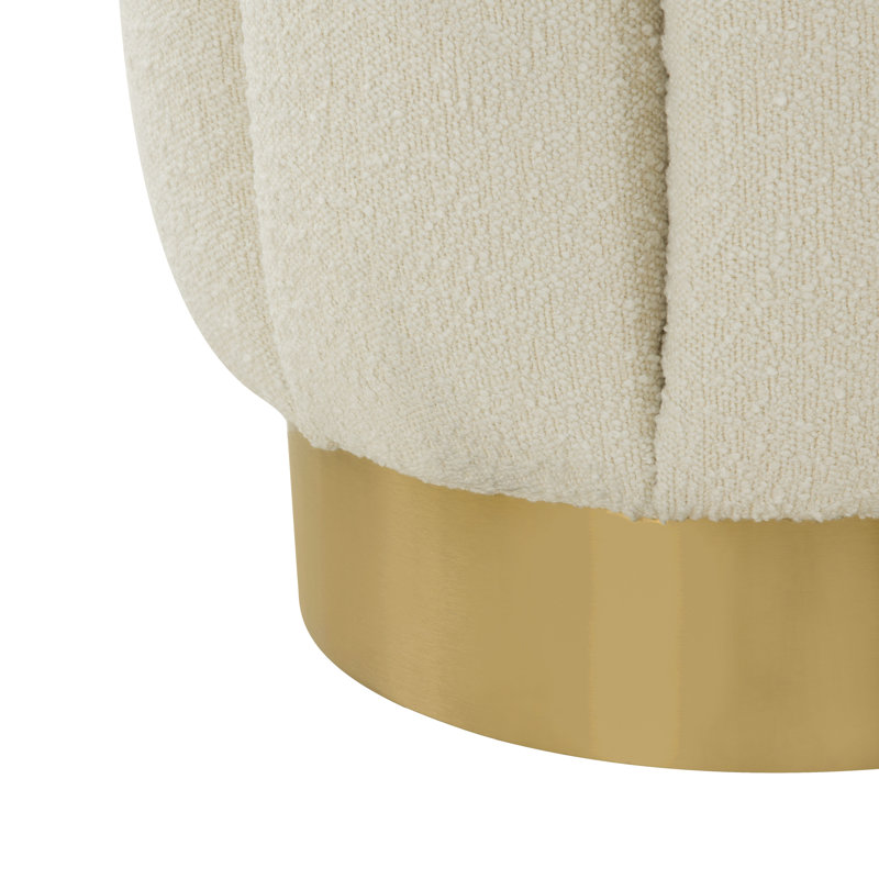 Maxine Round Ottoman, Ivory Boucle