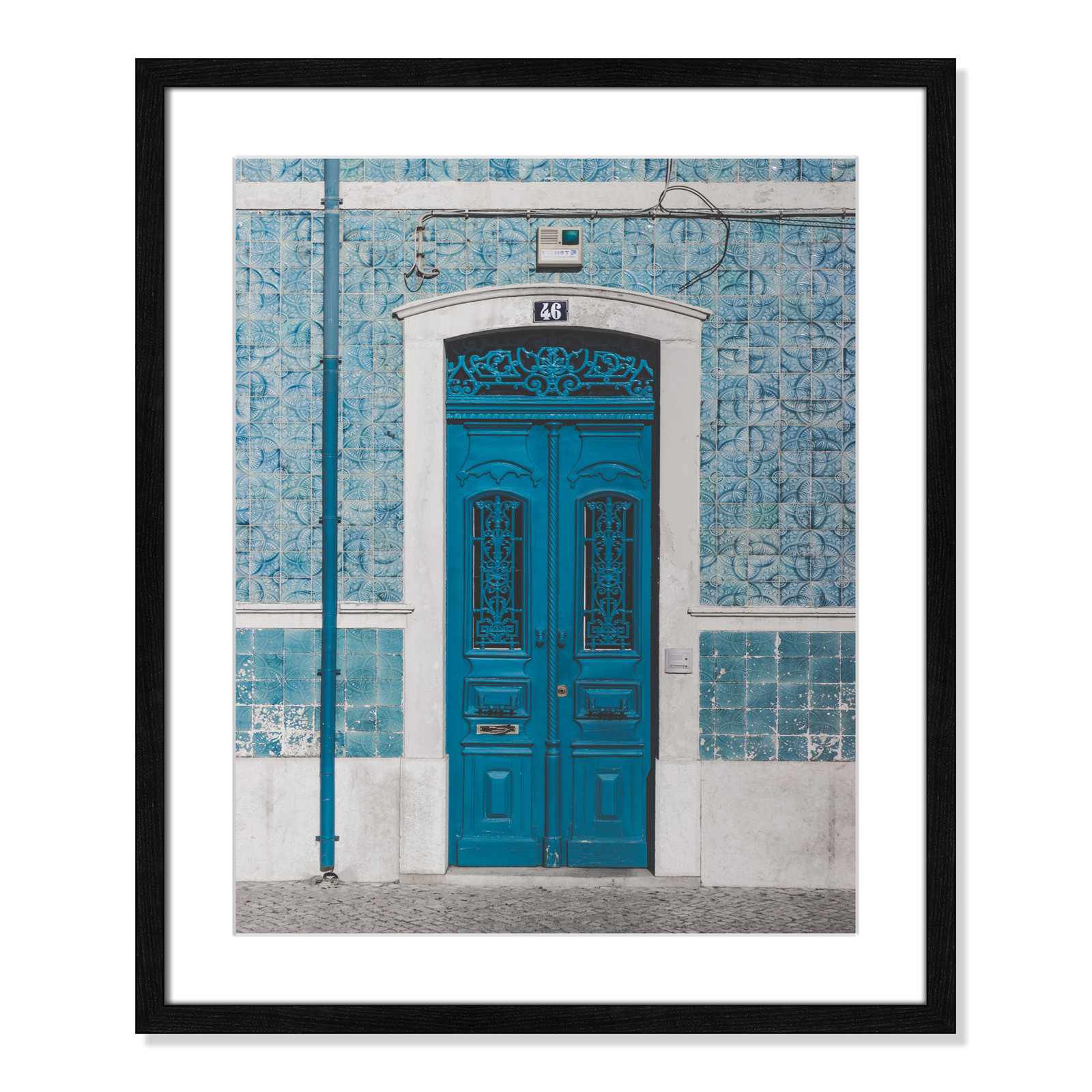 Blue Door Of Caldas De Rainha, Portugual by Catarina Carvalho, 25.5" H x 21.5" W x 0.75" D, Black