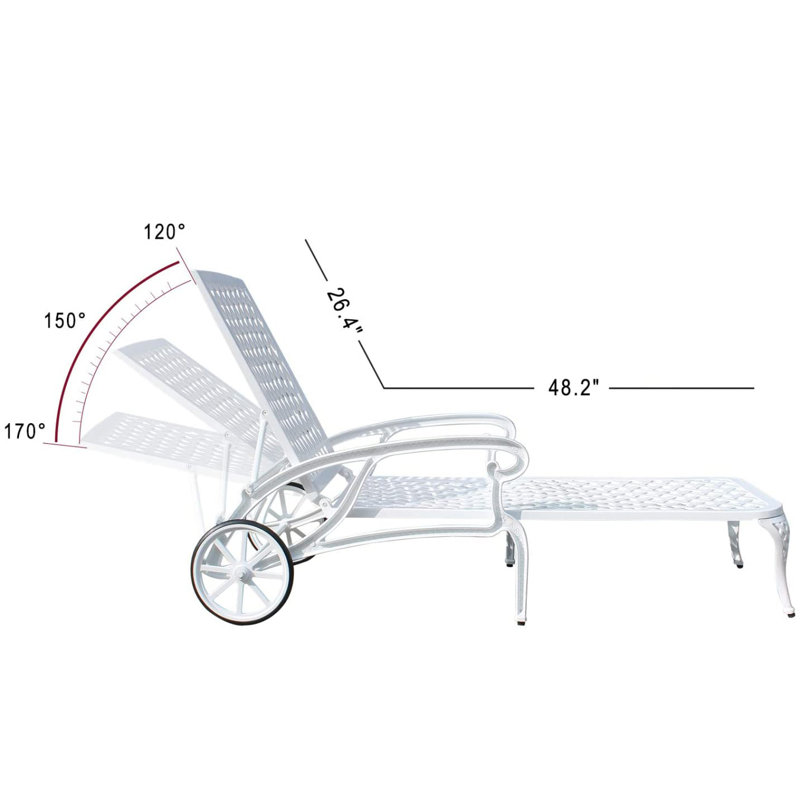 Chaise longue en aluminium coulé 1Pcs, Blanc
