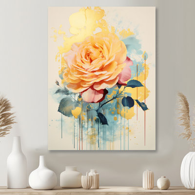 Jaune jaune, rose, rétro, art mural, salon