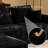 Boneless Abdou 141.7" L-Shaped Compression Sectional Sofa With Chaise, Corduroy Cloud Couch, Black