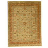 Hand Knotted Oriental Area Rug in Beige And Peach