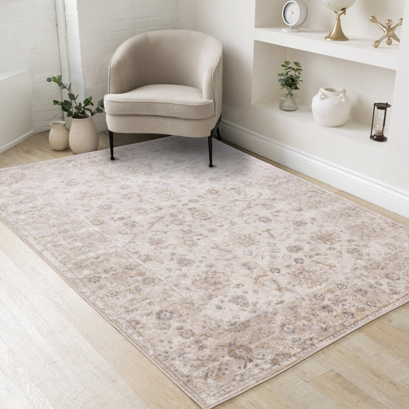 Tapis oriental élégant beige ivoire Elegant, Rectangle 5 pi 3 po x 7 pi 7 po