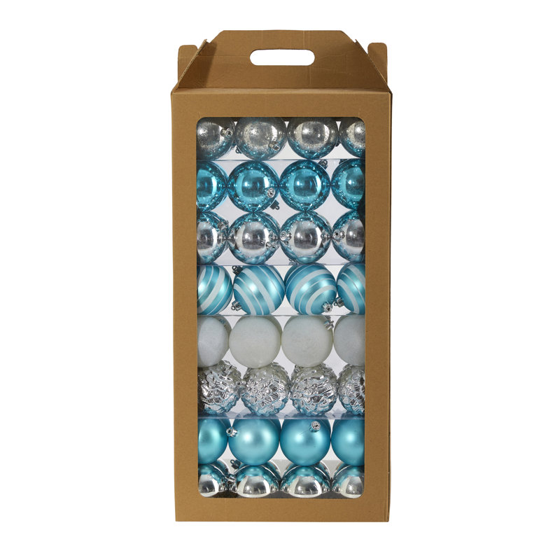 Ensemble d'ornement boule 64 pièces, bleu