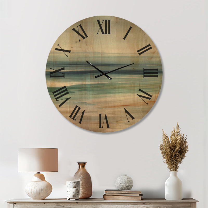 Très grande horloge murale en bois Silent Ocean, Medium