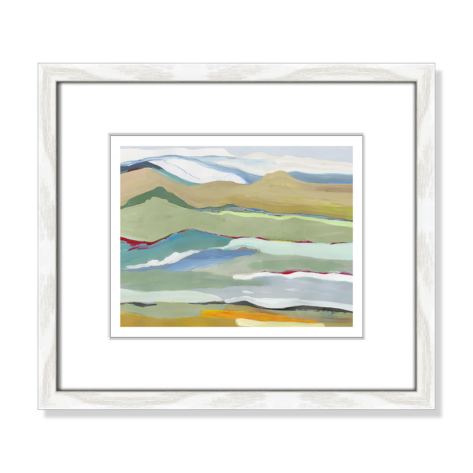 Dee "Goodbye Summer on the Hills" Painting, 13" H x 15" W x 0.75" D, White Wood Framed
