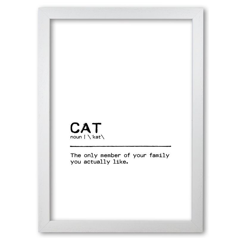 Cat Family 1 Piece Wall Art, 30 cm H x 21 cm W x 5 cm D, White Grain Frame
