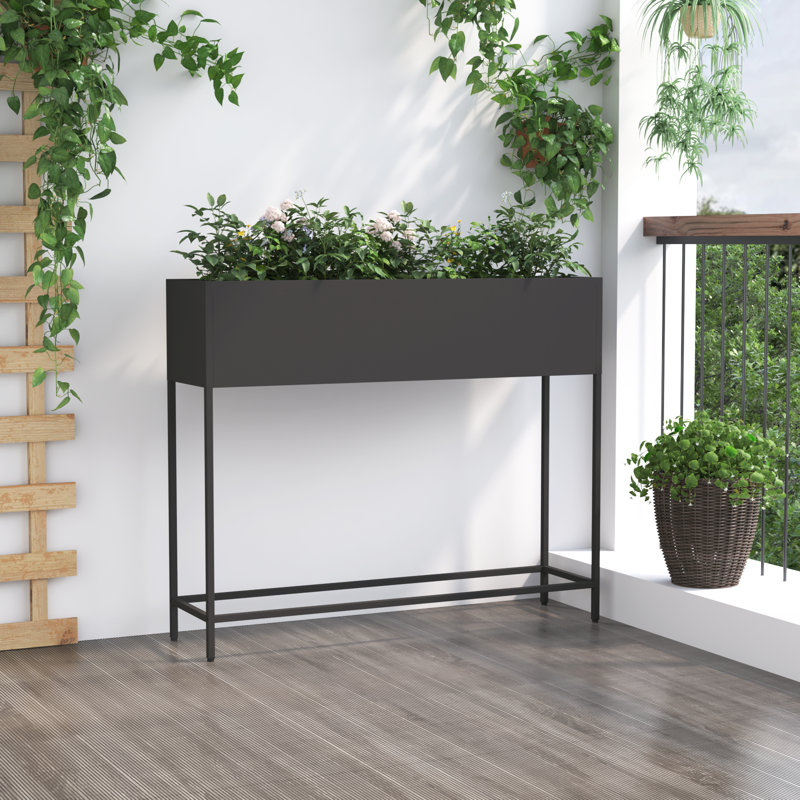 Elevated Planter, 45cm H x 100cm W x 60cm D, Black