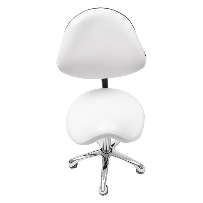 Marivelle Backed Adjustable Backrest Adjustable Height Stool, White