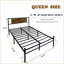Grand métal Structure de lit plateforme en bois brun - aucun sommier nécessaire, sans bruit, noir pour chambre principale / chambre d'amis