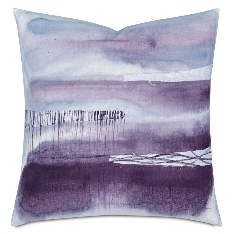 Palette Hand Painted Decorative Pillow In Aqua, Square 20", Purple Abstract