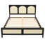 Grand lit plateforme avec tête et pied de lit en rotin-368262633-368262647