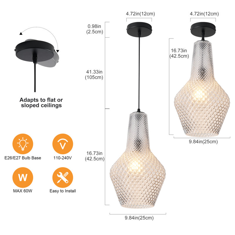 1 - Light Single Geometric Pendant, White