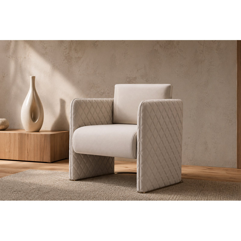 Fauteuil club capitonné de 29 po de largeur Lusso, Similicuir sable