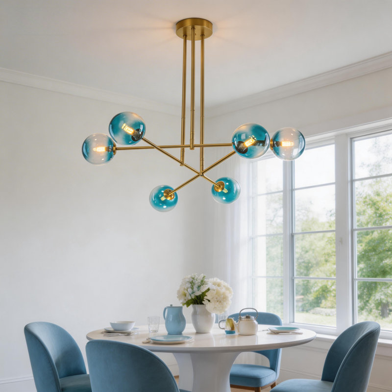 6-Light Modern Dimmable Sputnik Sphere Chandelier for Dining Room