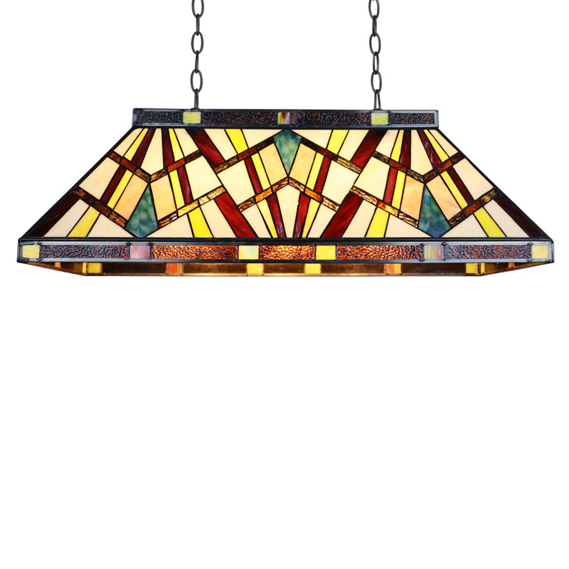 Luminaire suspendu pour îlot de style Tiffany 3 lumières Foundry Select Annarosa Mission 28 "de large