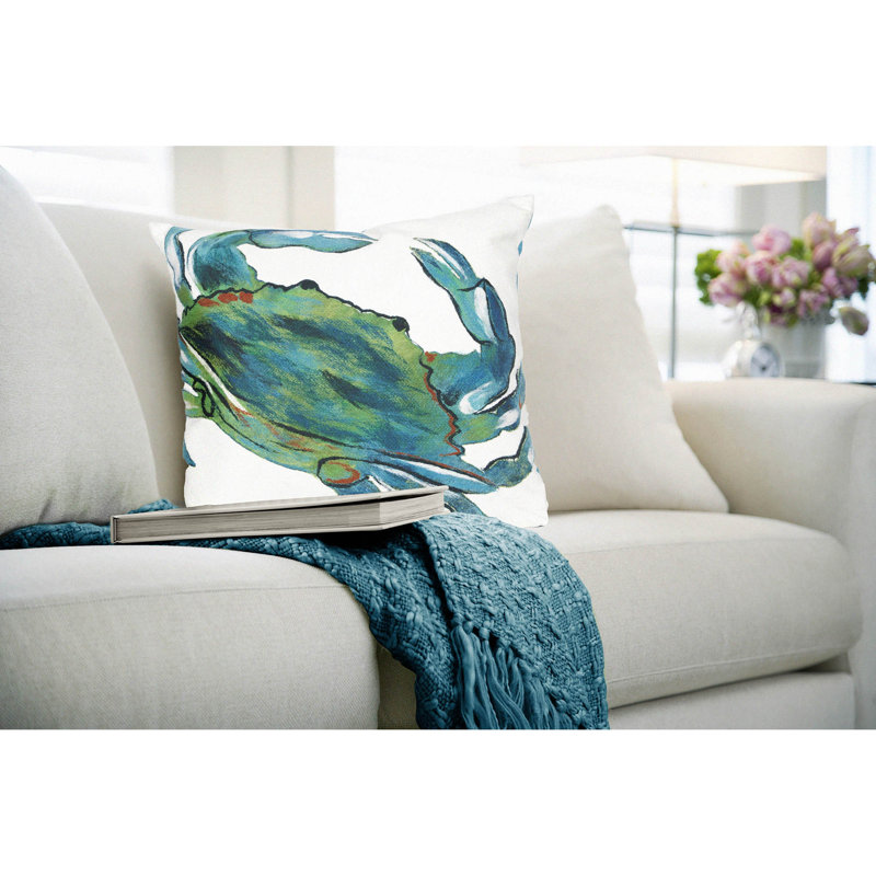 Housse et insert de coussin carré extérieur Vision III en crabe bleu