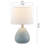 Novack 14.5" Modern Blue Ceramic Bedside Table Lamp Set with White Linen Shade for Bedroom, Living Room and Study-814344445